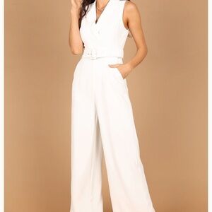 Petal & Pup Siena belted white jumpsuit
